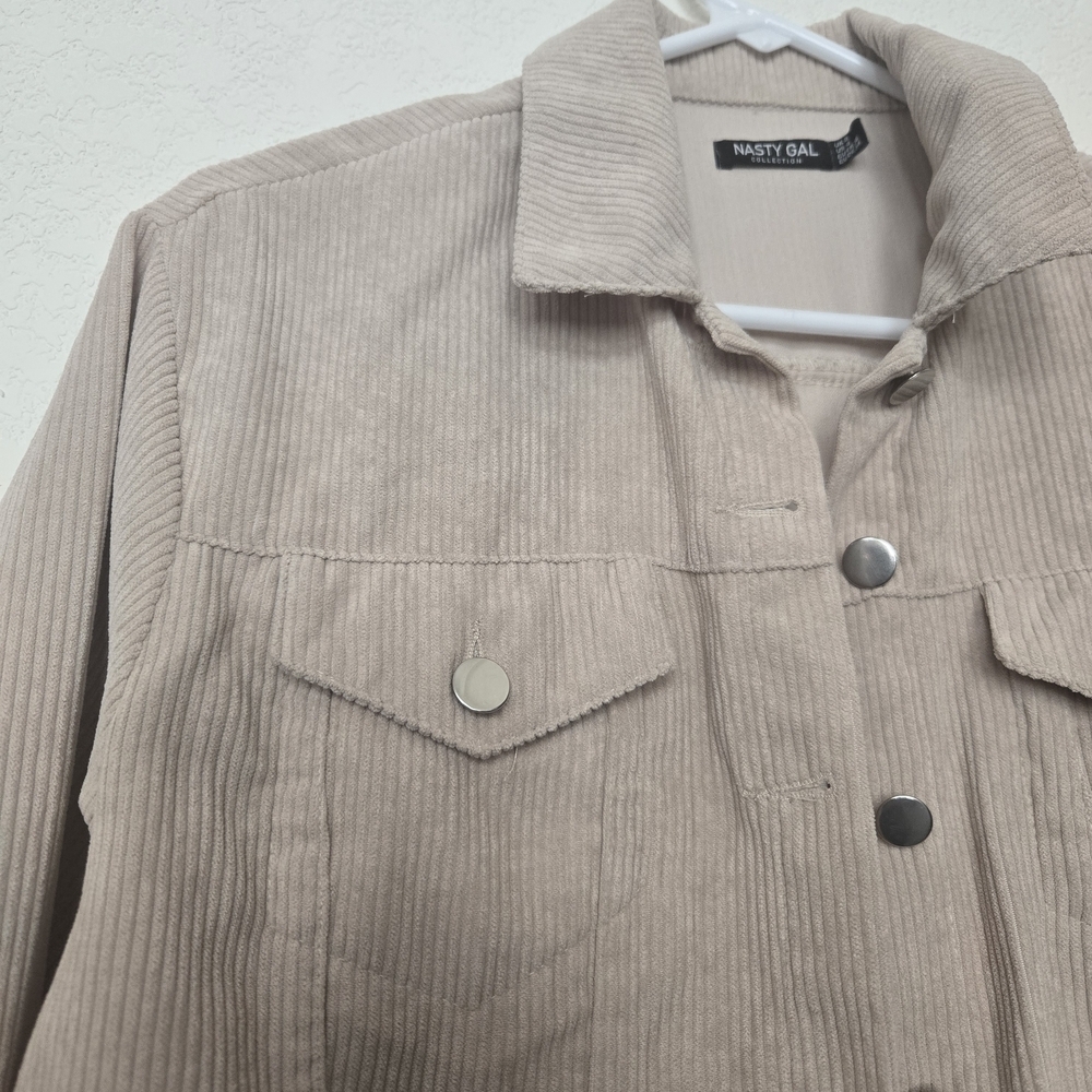 NASTY GAL Beige Corduroy Jacket, Size 4 - Picture 4 of 12